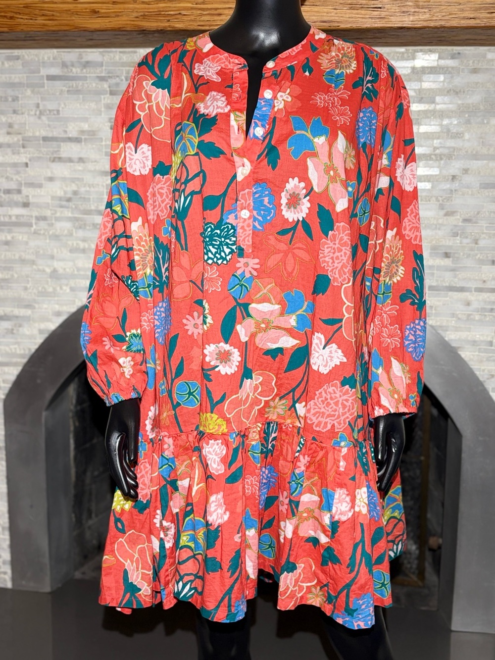 J.Crew Swingy Cover-Up Dress in Painted Floral Red Jade Multi Size L